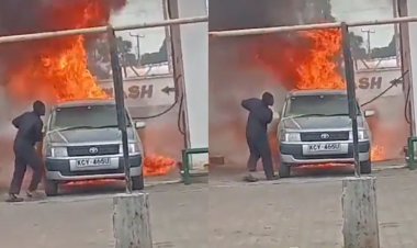 Probox Catches Fire While Fuelling At Petrol Station [VIDEO]