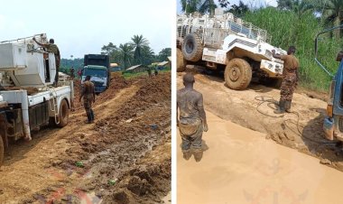 KDF Save 20 Trucks & PSVs Stuck In Muddy Road [PHOTOS]