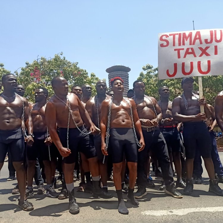 Eric Omondi Leads Shirtless Men In Protests Outside Parliament [VIDEO]