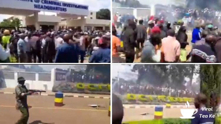 Police Teargas Maina Njenga Supporters Outside DCI Headquarters [VIDEO]