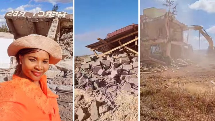 Watch Bulldozers Demolish Singer Lady Bee's Property In Athi River [VIDEO]