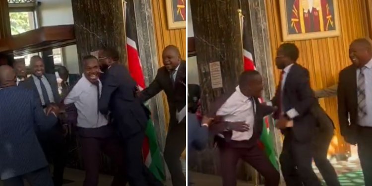 Chaos As Ruto Ally Osoro Rugby-Tackled By MPs In Parliament [VIDEO]