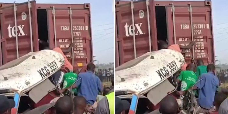 Residents Loot Maize From Trailer Involved In Eldoret-Nakuru Highway Accident [VIDEO]