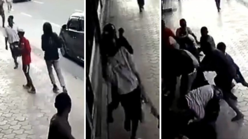CCTV Captures Gang Of 20 Youth Robbing Shopper Outside Supermarket