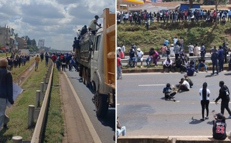 JKUAT Students Occupy Thika Road In Protest After Denzel Omondi Death [PHOTOS]