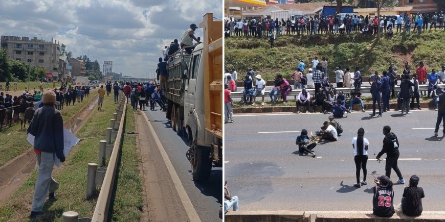 JKUAT Students Occupy Thika Road In Protest After Denzel Omondi Death [PHOTOS]