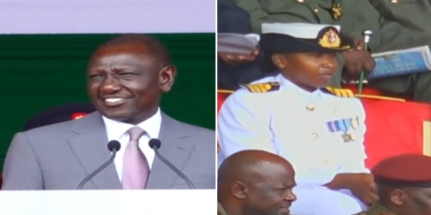 Ruto Hails Female KDF Officer Who Made History In Mashujaa Day Celebrations