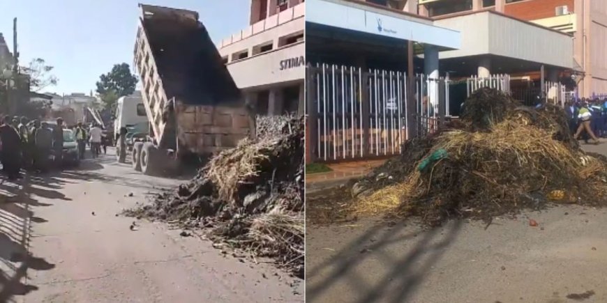 Kenya Power Spills Tea On Nairobi County Dumping Waste At Offices Over Unpaid Billions