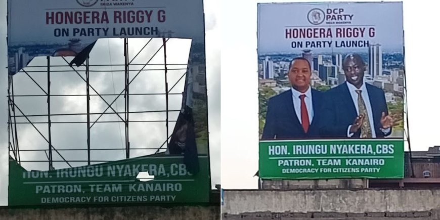 Gachagua's DCP Party Reveals How Hired Goons In Police Gear Vandalized Billboard In Nairobi